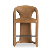 Archie - Distressed Leather Counter Stool - JaxCo Furniture