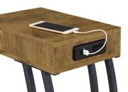 Troy - 1-Drawer C-Shaped Side Table Power Outlet - JaxCo Furniture