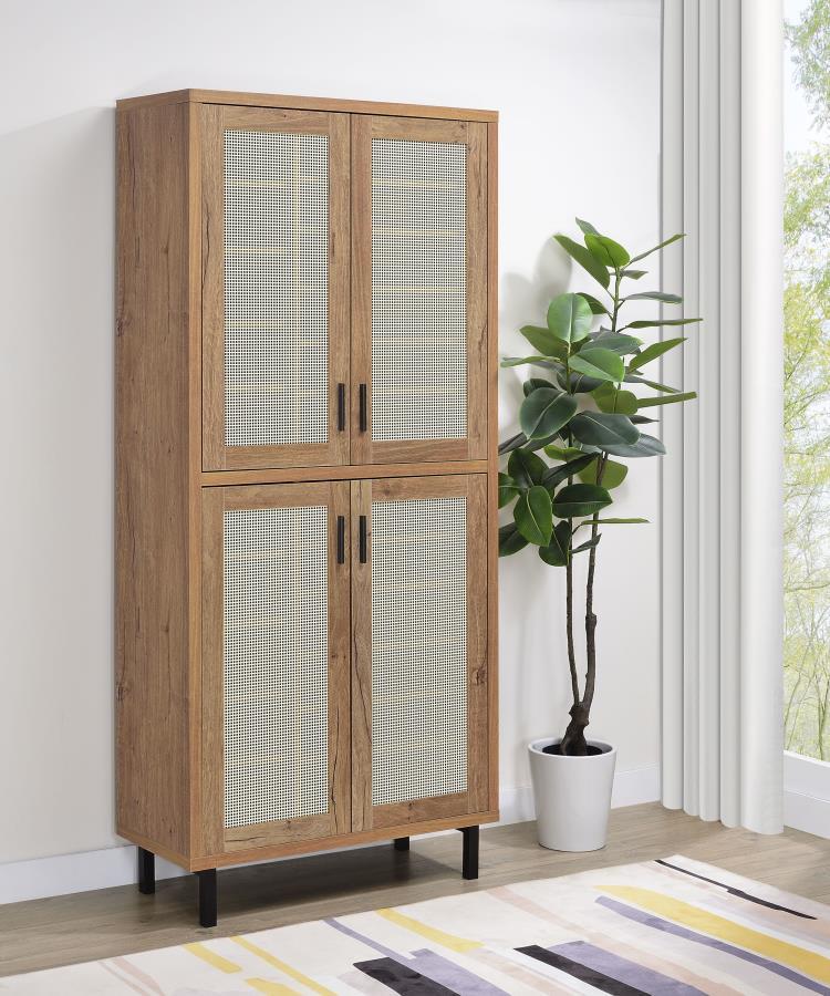 Teller - 4-Door Tall Shoe Storage Cabinet - Natural Oak - JaxCo Furniture