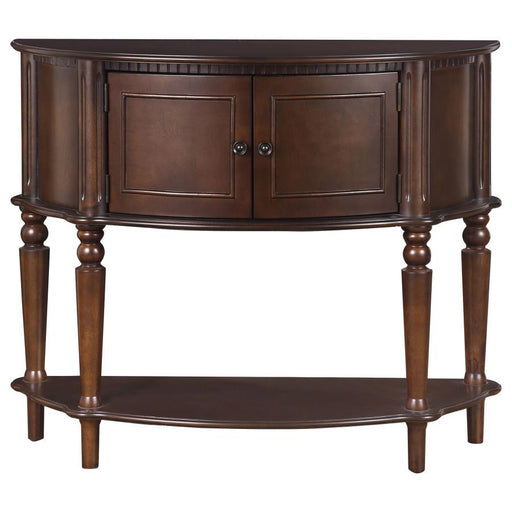 Brenda - 2 Door Demilune Wood Entryway Console Table - Brown - JaxCo Furniture