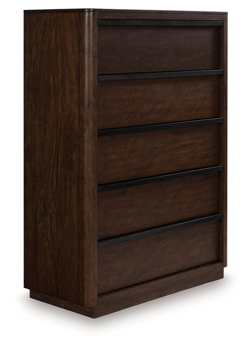 Dilenno - Dark Brown - Five Drawer Chest - JaxCo Furniture