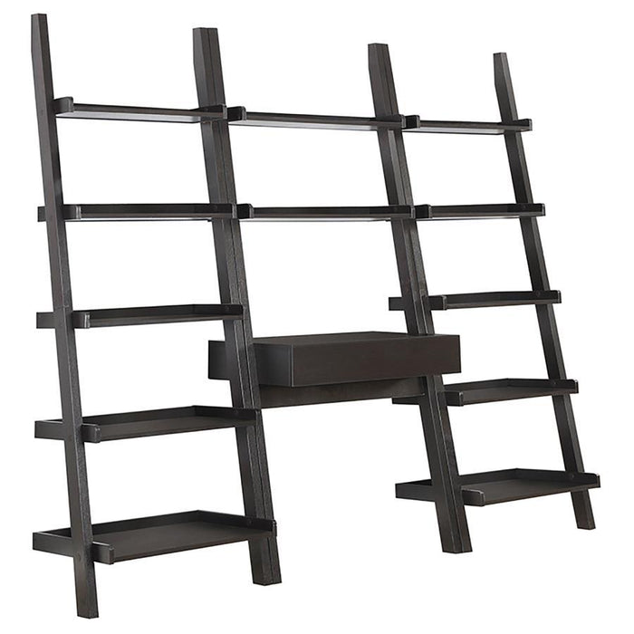 Colella - 3 Piece Ladder Desk And Bookcase Set - Cappuccino - JaxCo Furniture