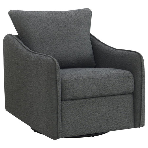 Madia - Upholstered Sloped Arm Swivel Glider Chair - Charcoal - JaxCo Furniture