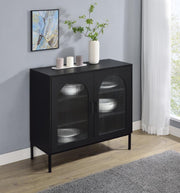 Jess - 2-Door Arched Fluted Glass Accent Cabinet - Black - JaxCo Furniture