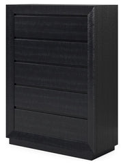 Londer - Black - Five Drawer Chest - JaxCo Furniture