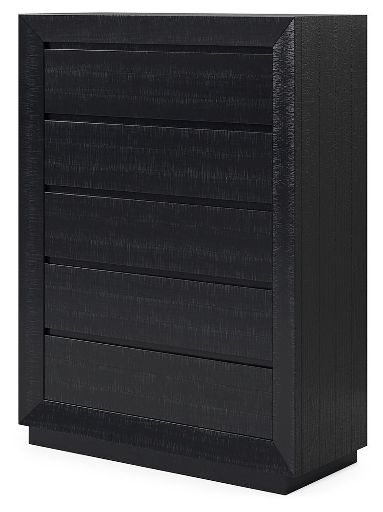 Londer - Black - Five Drawer Chest - JaxCo Furniture