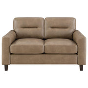 Scotland - Faux Leather Upholstered Track Arm Loveseat - JaxCo Furniture