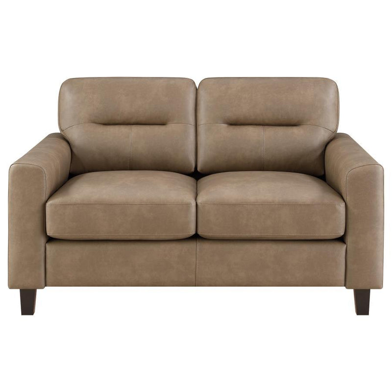 Scotland - Faux Leather Upholstered Track Arm Loveseat - JaxCo Furniture