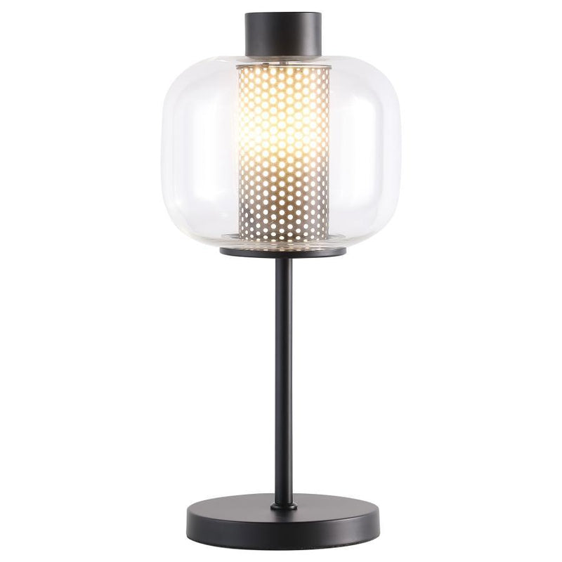 Ingrid - Glass Shade Bedside Table Lamp - Black - JaxCo Furniture