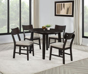 Catley - 5 Piece Round Drop Leaf Dining Table Set - Dark Coffee - JaxCo Furniture