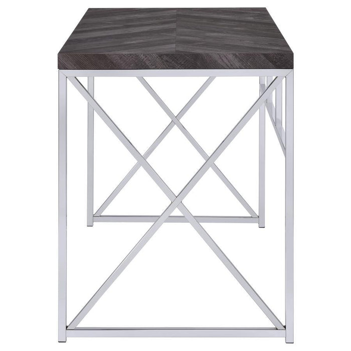 Grimma - Writing Office Desk - Rustic Gray And Chrome - JaxCo Furniture