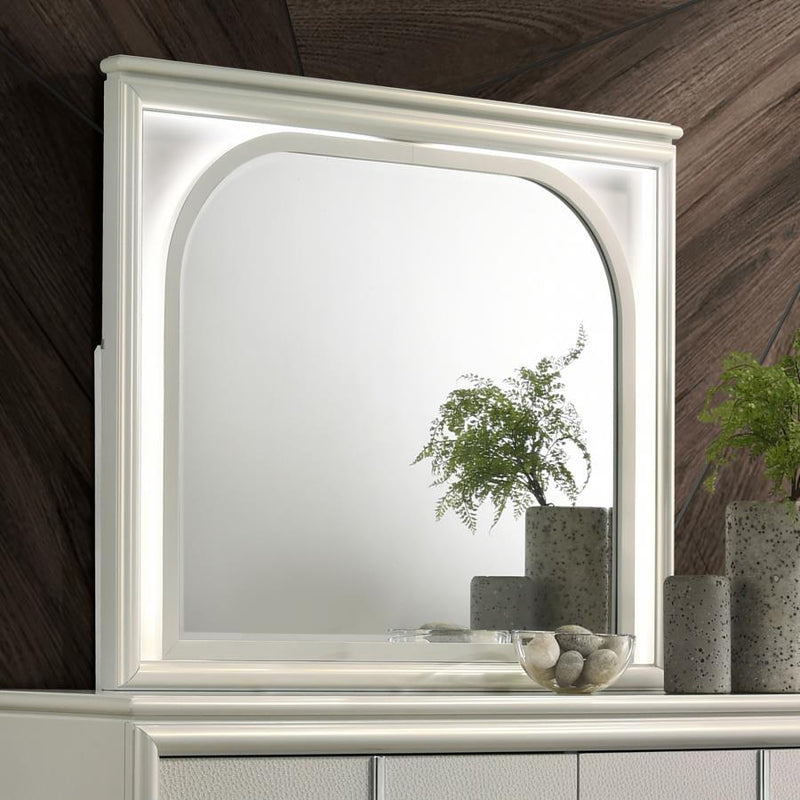 Olivia - LED Dresser Mirror - Pearl White - JaxCo Furniture