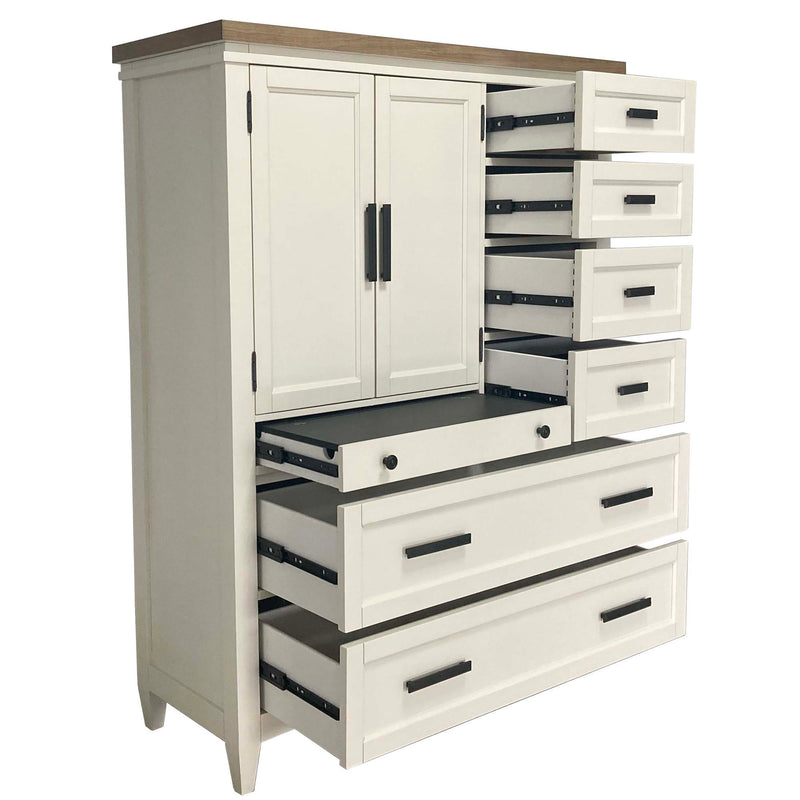 Americana Modern Bedroom - 7 Drawer Door Chest With Workstation - Cotton - JaxCo Furniture