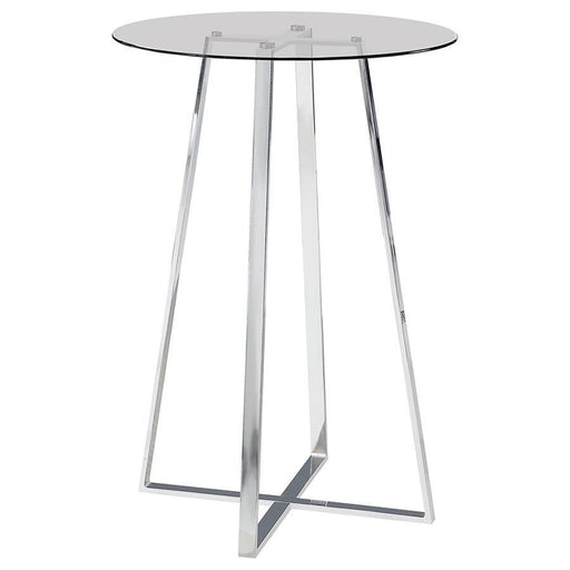 Zanella - Round Glass Top Bistro Bar Table - Chrome - JaxCo Furniture