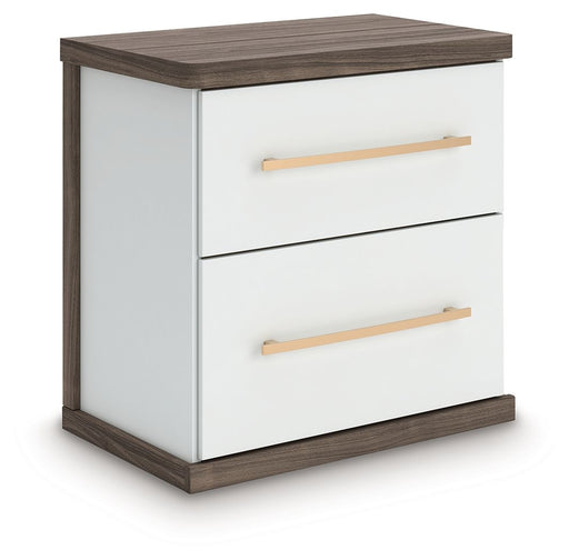 Kendanport - Brown / White - Two Drawer Night Stand - JaxCo Furniture