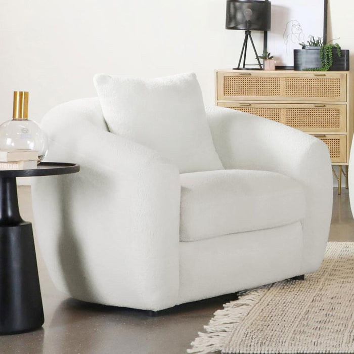 Isabella - Faux Sheepskin Upholstered Accent Chair Natural - Ivory - JaxCo Furniture