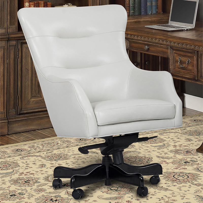 Dc#122 - Leather Desk Chair - Alabaster - JaxCo Furniture