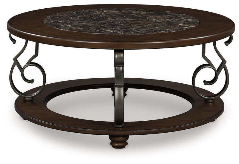 Frallyn - Dark Brown - Round Cocktail Table - JaxCo Furniture