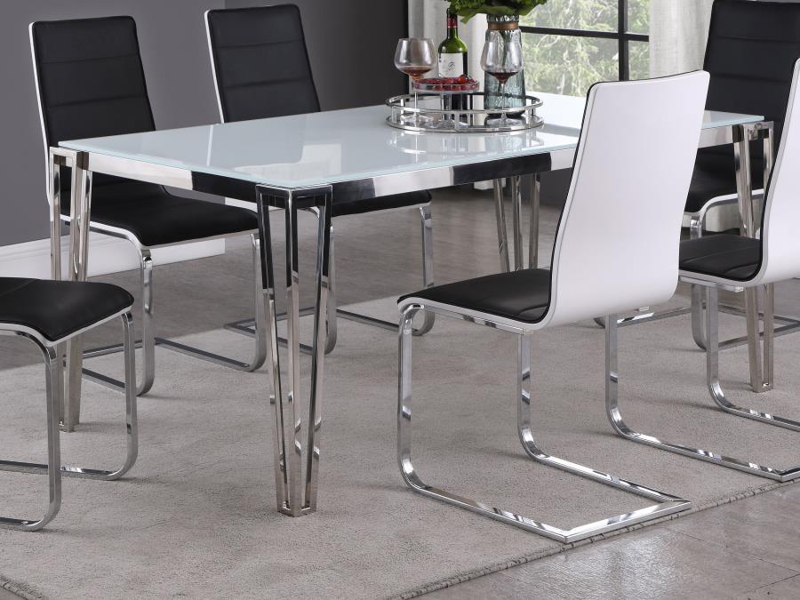 Pauline - Rectangular Glass Top Dining Table - Chrome - JaxCo Furniture