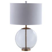 Kenny - Drum Shade Clear Glass Table Lamp - Brass - JaxCo Furniture