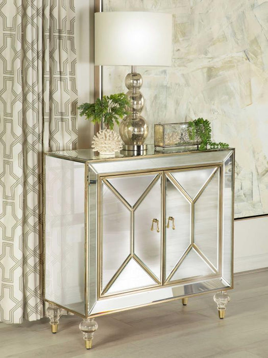 Lupin - 2-Door Mirrored Storage Accent Cabinet - Champagne - JaxCo Furniture