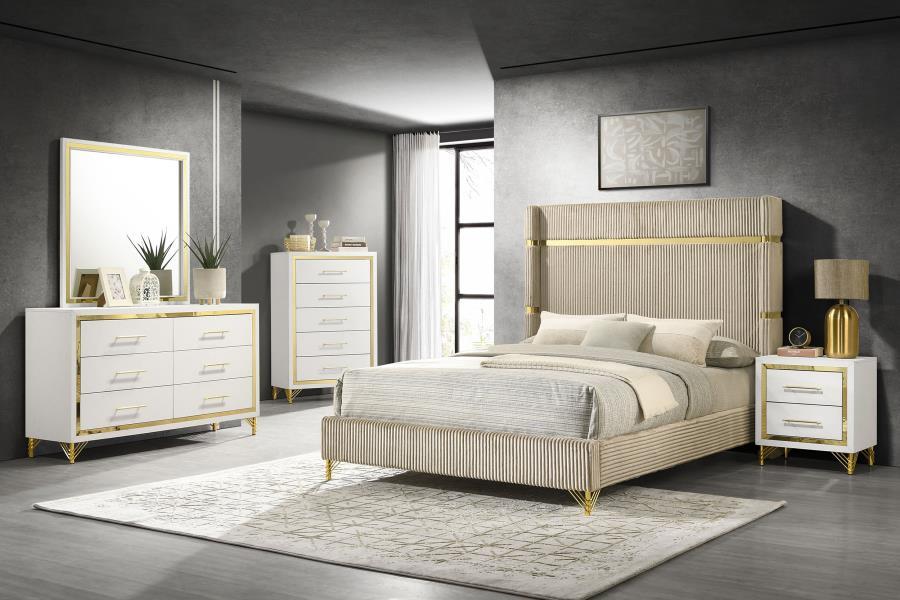 Lucia - Bedroom Set With Upholstered Wingback Panel Bed - JaxCo Furniture