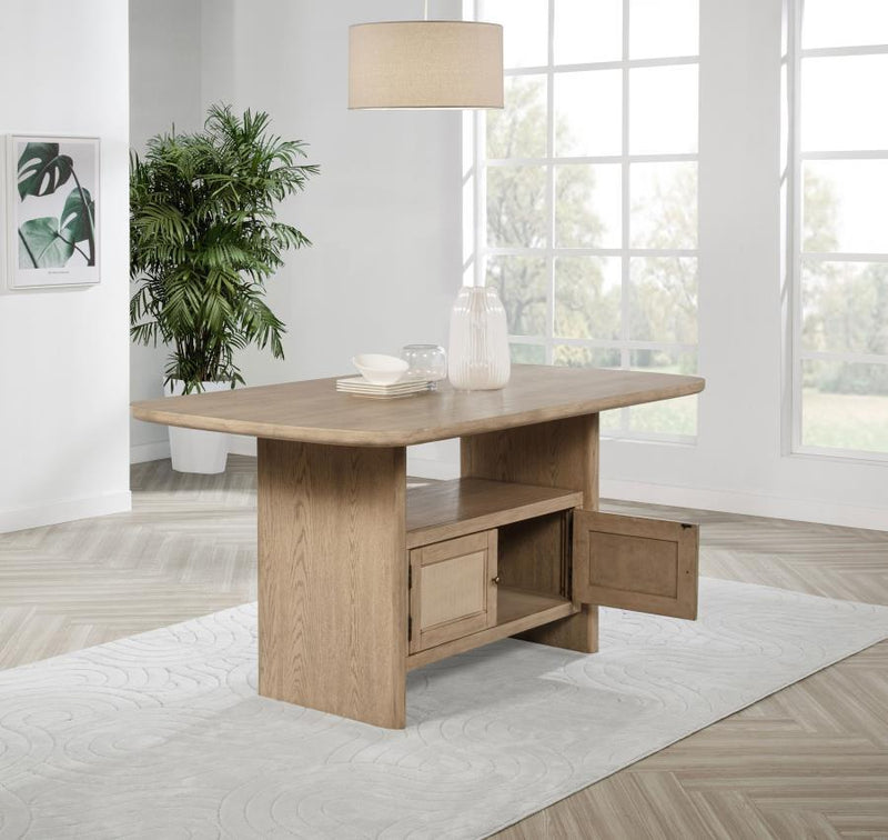 Kailani - Cane Counter Height Storage Dining Table - Beige Oak - JaxCo Furniture