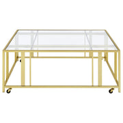 Adri - Square Glass Top Coffee Table With Casters - JaxCo Furniture