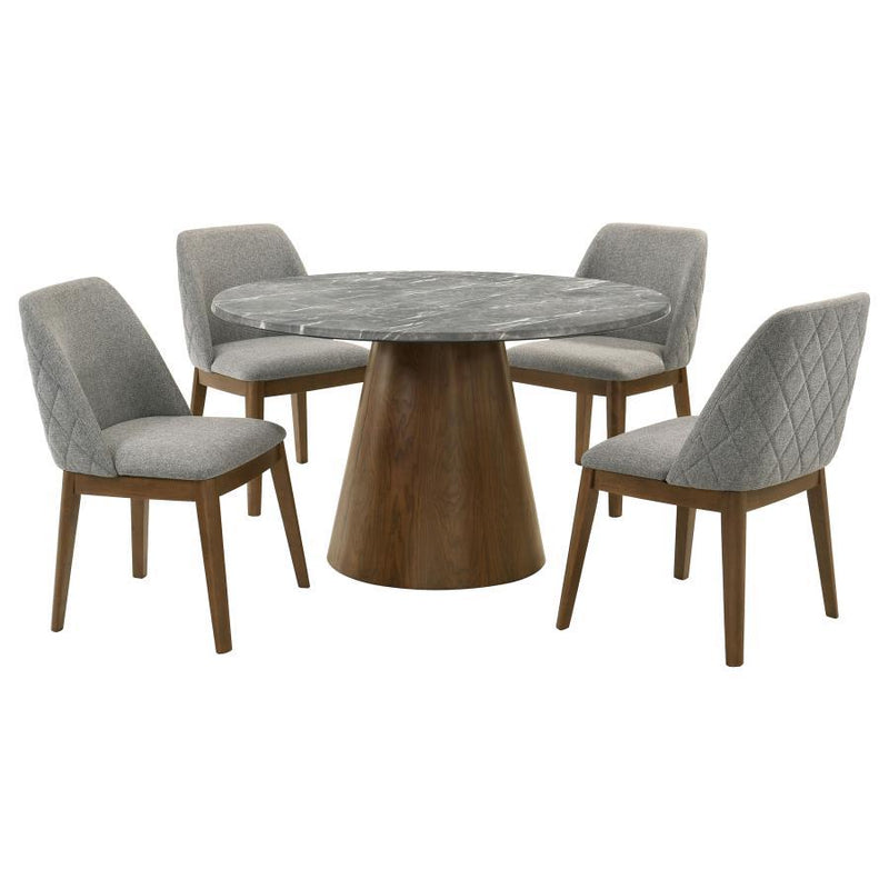 Franklin - 5 Piece Round Dining Table Set - Gray And Dark Oak - JaxCo Furniture