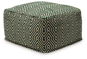 Abacy - Green / Ivory - Pouf - JaxCo Furniture