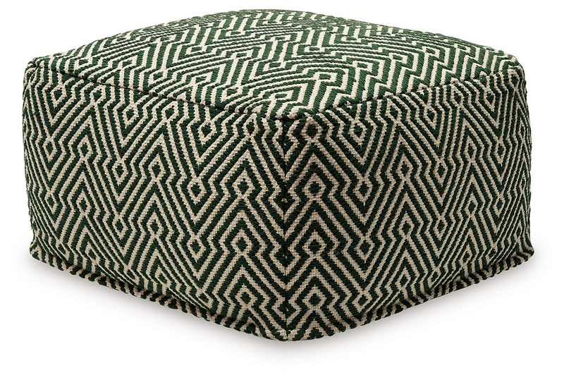 Abacy - Green / Ivory - Pouf - JaxCo Furniture