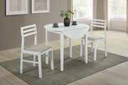 Bucknell - 3 Piece Round Drop Leaf Dining Table Set - White - JaxCo Furniture