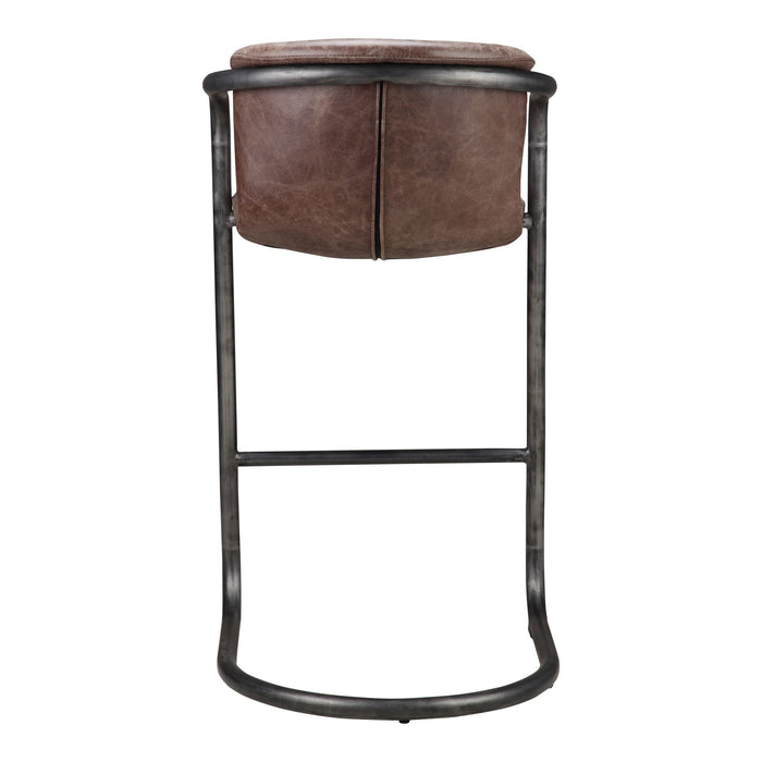 Freeman - Barstool Leather (Set of 2) - Grazed Brown - JaxCo Furniture