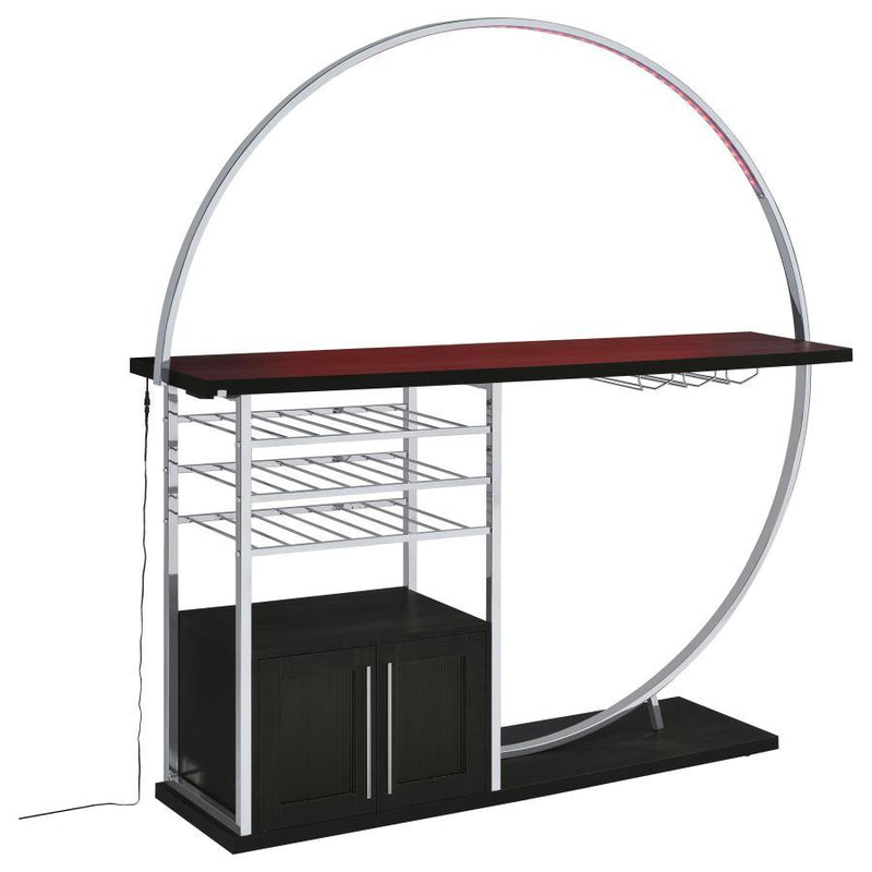 Risley - 2-Door Circular LED Home Bar With Wine Storage - JaxCo Furniture