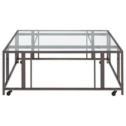 Adri - Square Glass Top Coffee Table With Casters - JaxCo Furniture