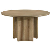 Adina - 53" Round Wood Dining Table - Distressed Light Brown - JaxCo Furniture