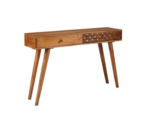 Lotus - 2-Drawer Wood Entryway Console Table - Natural Brown - JaxCo Furniture