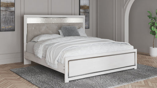 Altyra - White - King Panel Bed With Upholstered Headboard - JaxCo Furniture