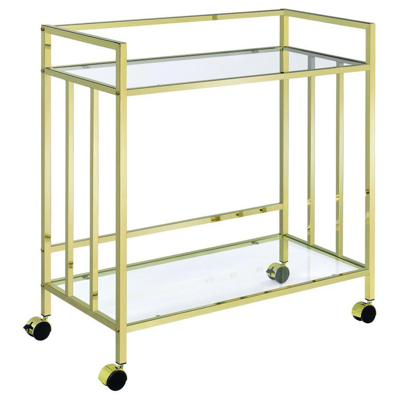 Cara - 2-tier Rectangular Glass Shelf Metal Bar Cart - JaxCo Furniture