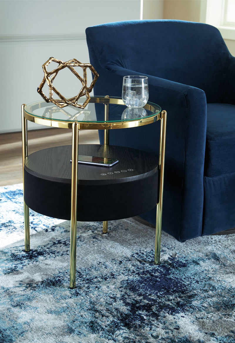 Nedman - Black / Gold Finish - Accent Table With Speaker - JaxCo Furniture