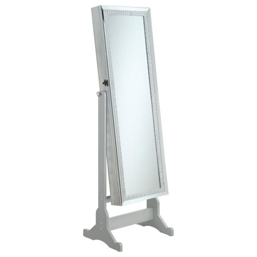 Elle - Cheval Mirror With Jewelry Storage - Silver - JaxCo Furniture