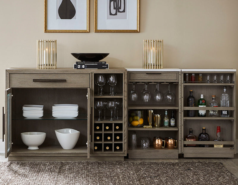 Pure Modern Dining - Multi-Functional Server With Bar Cabinet - Moonstone - JaxCo Furniture