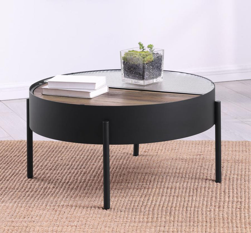 Ozella - Round Table With Hidden Storage Sandy - JaxCo Furniture