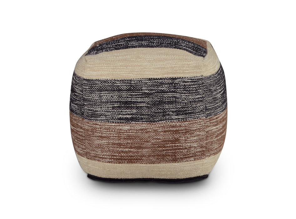 Jamal - Square Handwoven Woolen Pouf - Beige - JaxCo Furniture