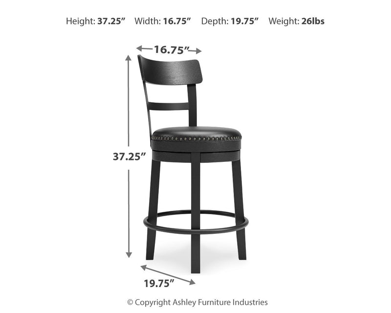 Valebeck - Full Back Swivel Stool - JaxCo Furniture