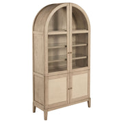 Kailani - 4-Door Cane Dining Vitrine Display Cabinet - Beige Oak - JaxCo Furniture