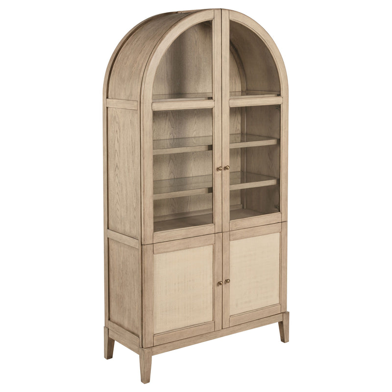 Kailani - 4-Door Cane Dining Vitrine Display Cabinet - Beige Oak - JaxCo Furniture