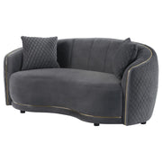 Brookside - Velvet Upholstered Curved Loveseat - Dark Gray - JaxCo Furniture