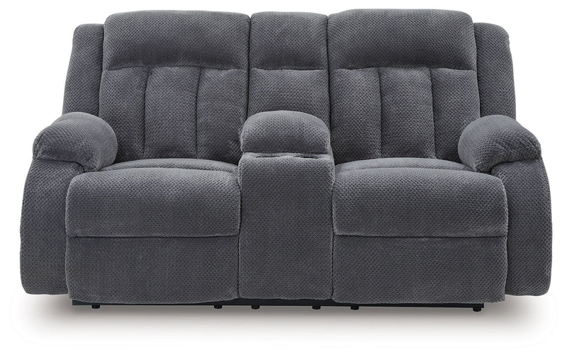 Observation - Steel - Double Reclining Power Loveseat With Console - JaxCo Furniture