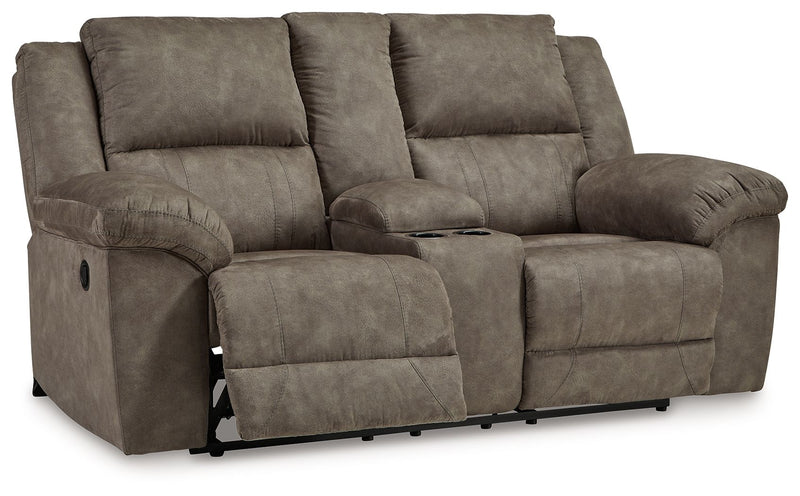 Laresview - Fossil - Dbl Reclining Loveseat with Console - JaxCo Furniture